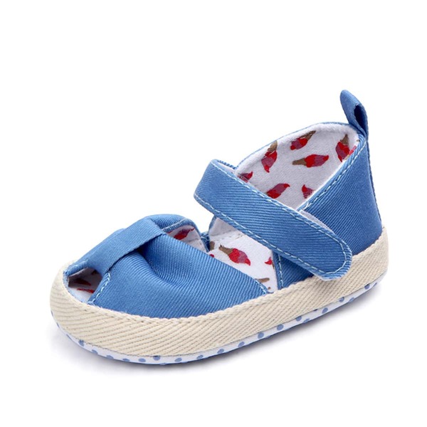 

Baby Girl Peep Toe Velcro Strap Flats, Blue