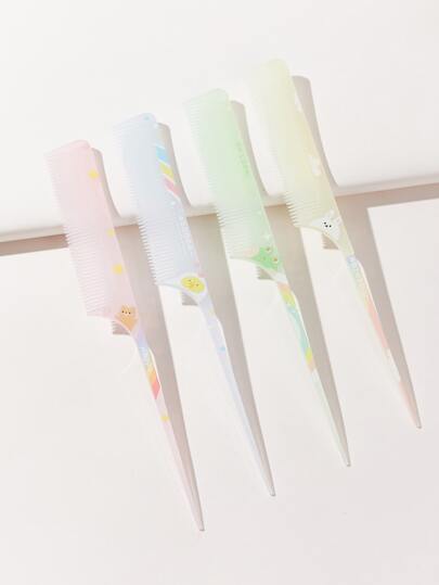 1pc Random Color Animal Print Hair Comb, Styling Comb With Thin And Long Handle, Parting Hair Suitable For All Hair Types, Hair Salon Tools Home Supplies, Hair Brush Set For Women Men, Great On Wet Or Dry Hair