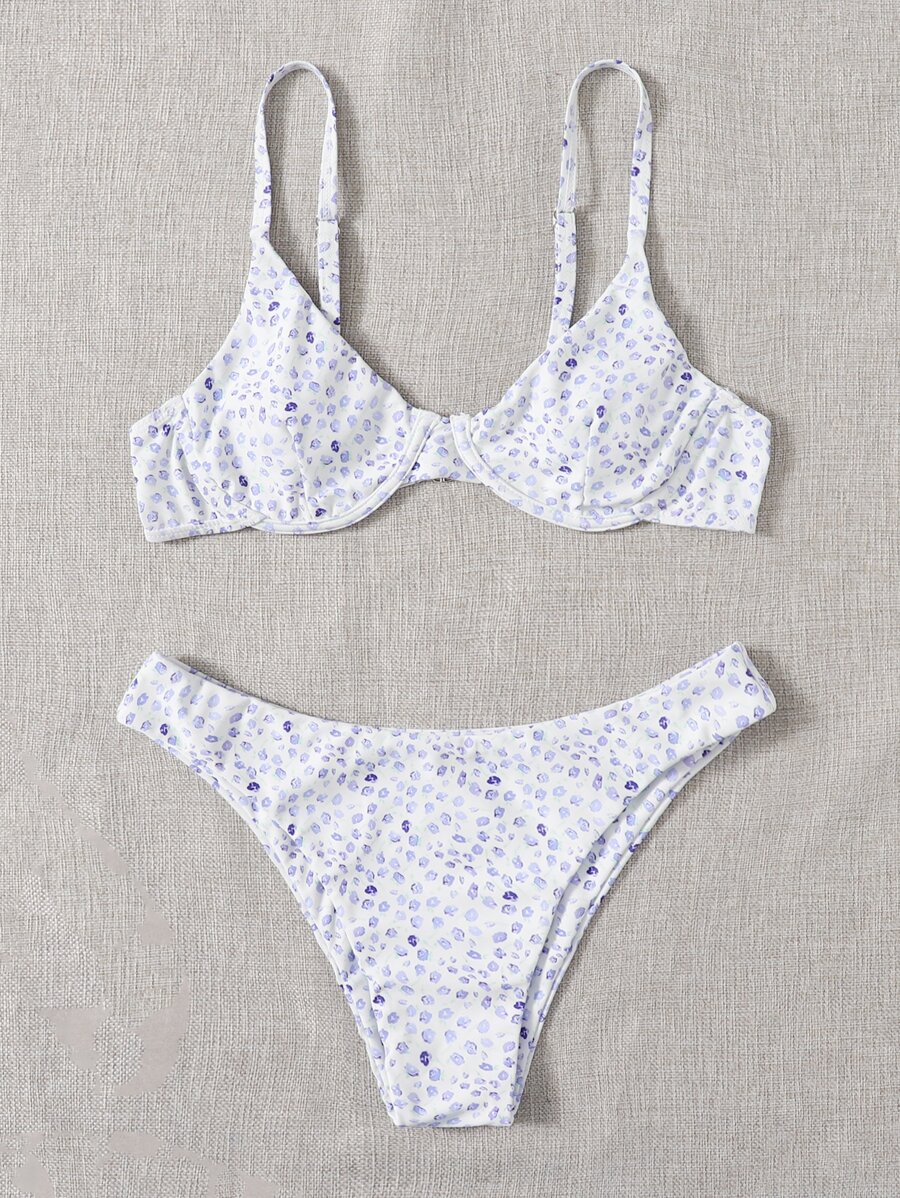 Ditsy Floral Underwire Bikini Set - Multicolor - View 1