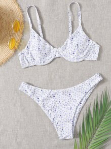 Ditsy Floral Underwire Bikini Set - Multicolor - View 5