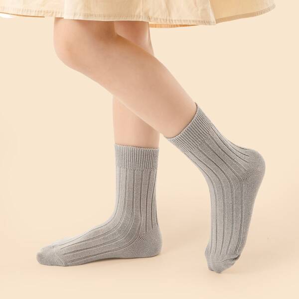 

Baby Plain Ribbed Crew Socks, Grey