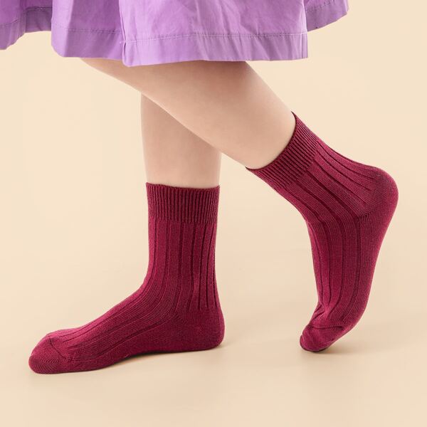 

Baby Plain Ribbed Crew Socks, Red