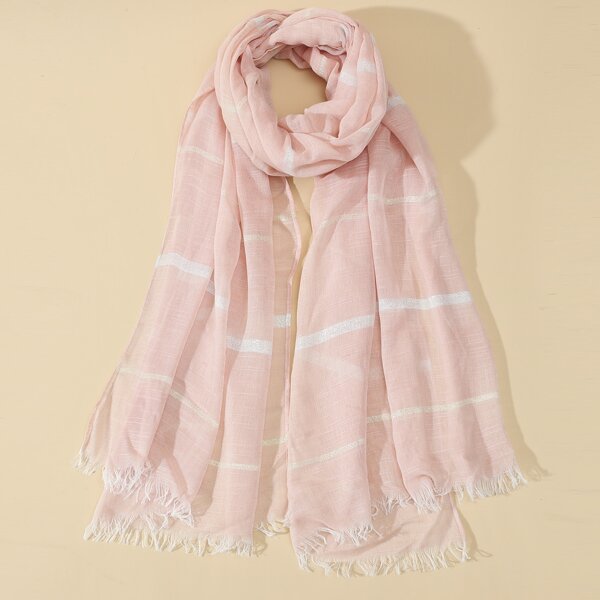 

Striped Print Scarf, Pink