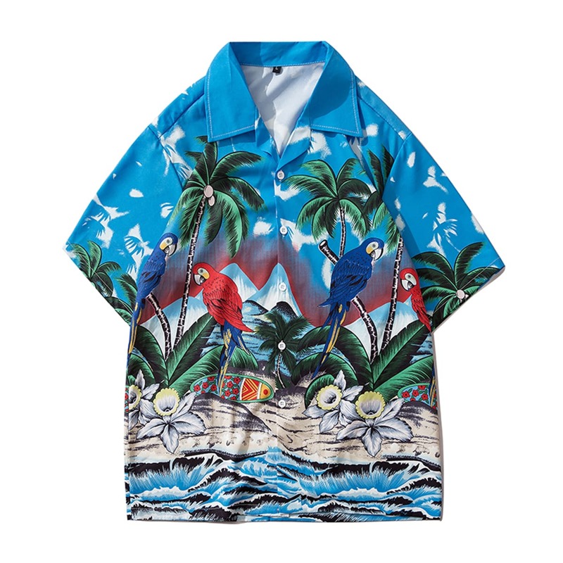 

Guys Hawaiian Print Button Through Shirt, Multicolor