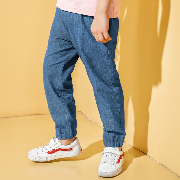 

Boys Zip Fly Jogger Jeans, Medium wash