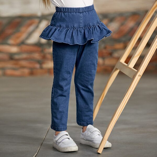 

Toddler Girls Ruffle Trim Jeans, Medium wash