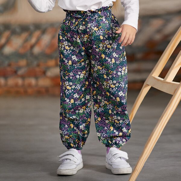

Toddler Girls Paperbag Waist Floral Pants, Multicolor