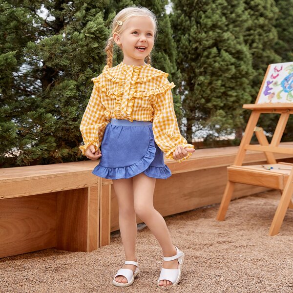 

Toddler Girls Ruffle Hem Denim Skirt, Medium wash