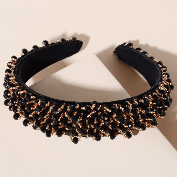 

Bead Overlay Hair Hoop, Black