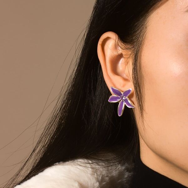 

Flower Design Earrings, Purple