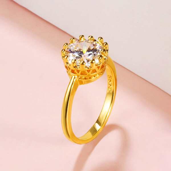

Rhinestone Decor Ring, Gold
