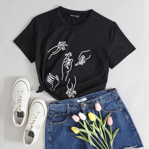

Figure Graphic Round Neck Tee, Black