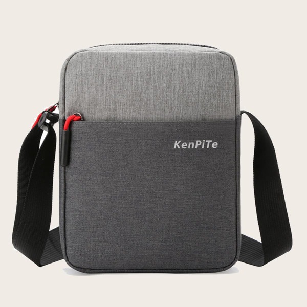 

Men Letter Graphic Crossbody Bag, Light grey