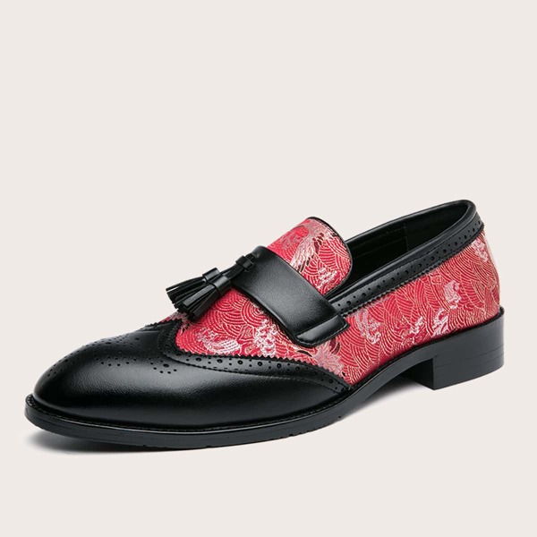 

Men Tassel Decor Dress Shoes, Red