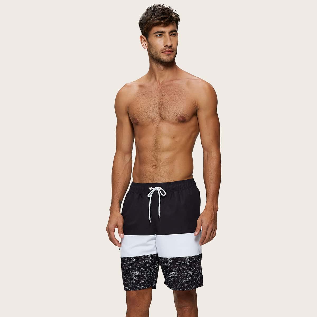 

Guys Colorblock Drawstring Waist Swim Trunks, Multicolor