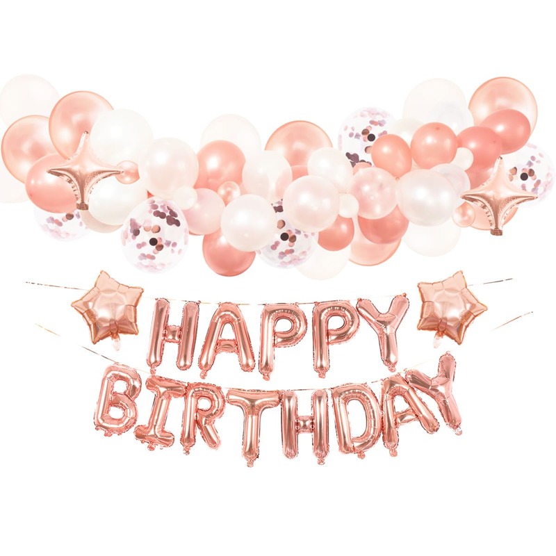 

58pcs Birthday Decorative Balloon Set, Rose gold
