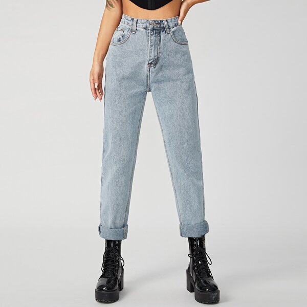 

High Rise Mom Fit Jeans, Light wash