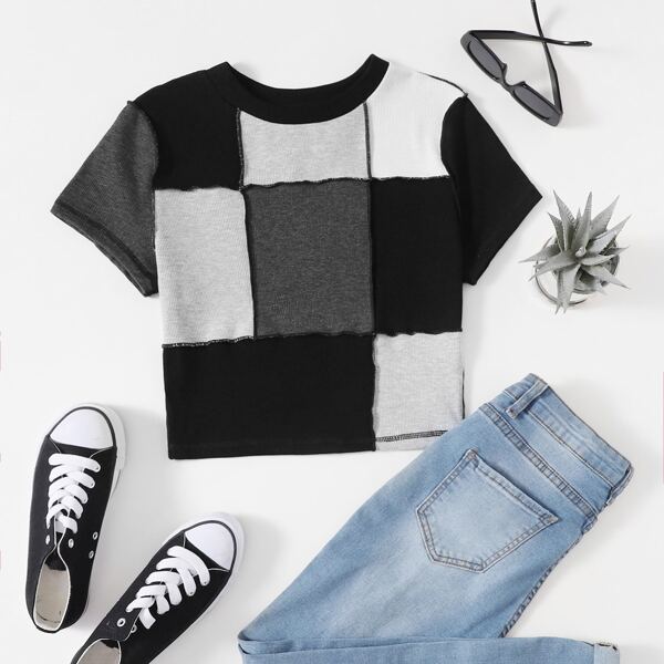 

Colorblock Stitch Detail Tee, Multicolor