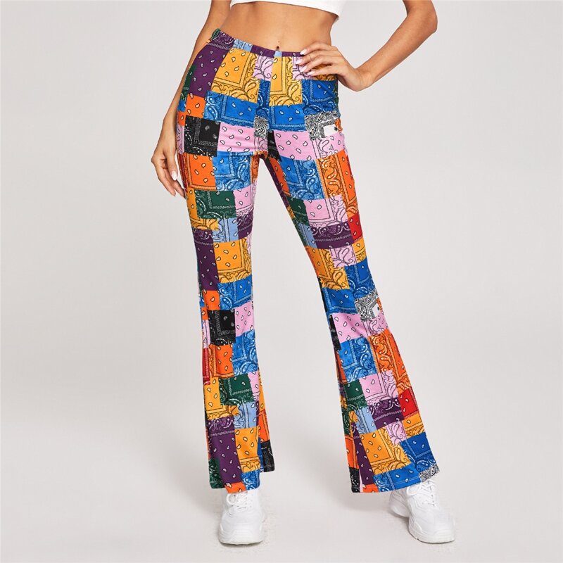 

Paisley Patchwork Print Pants, Multicolor