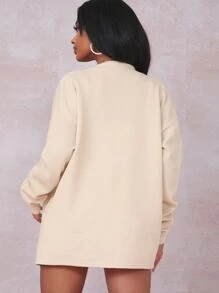 SHEIN SXY Rib-knit Crop Cami Top With Coat & Shorts Set - Beige - View 2