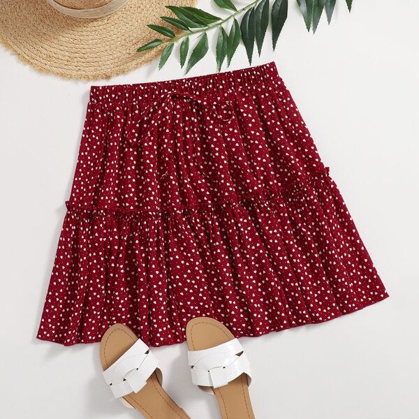 

Frilled Allover Heart Skirt, Burgundy