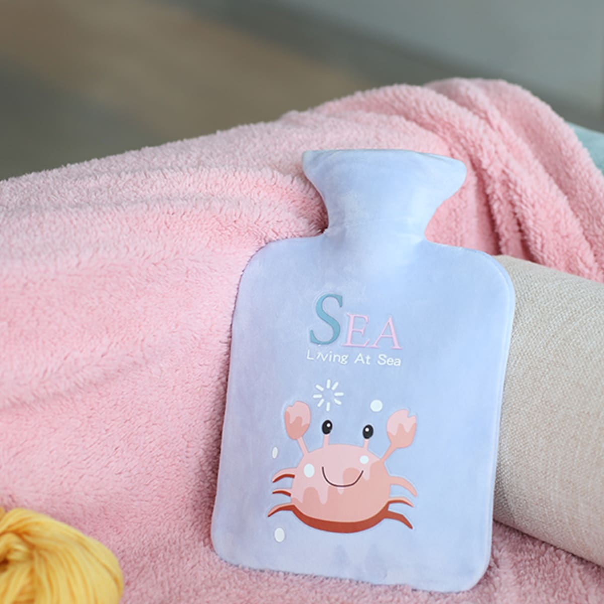 

1pc Hot Water Bag With Cartoon Plush Cover, Blue