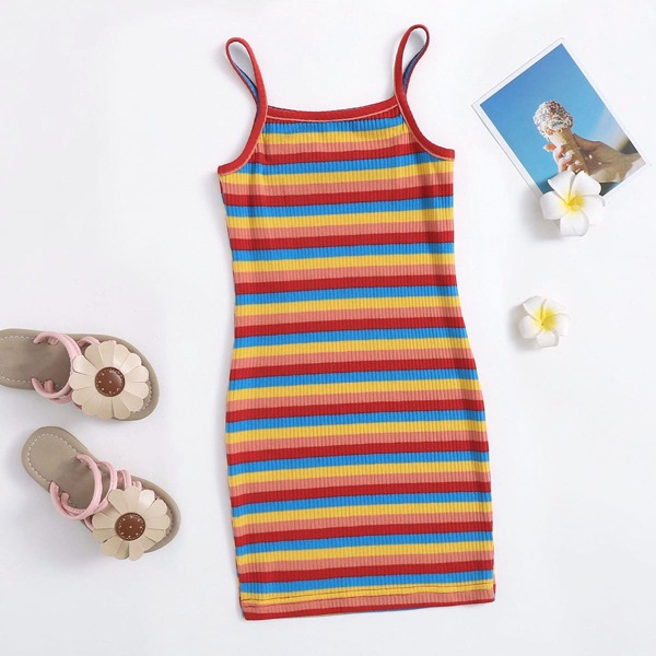 

Toddler Girls Rainbow Stripe Cami Dress, Multicolor