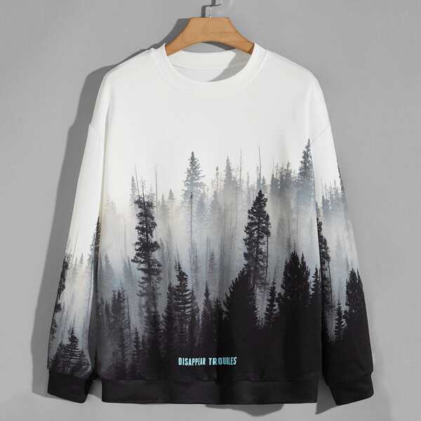 

Men Landscape And Letter Graphic Sweatshirt, Multicolor