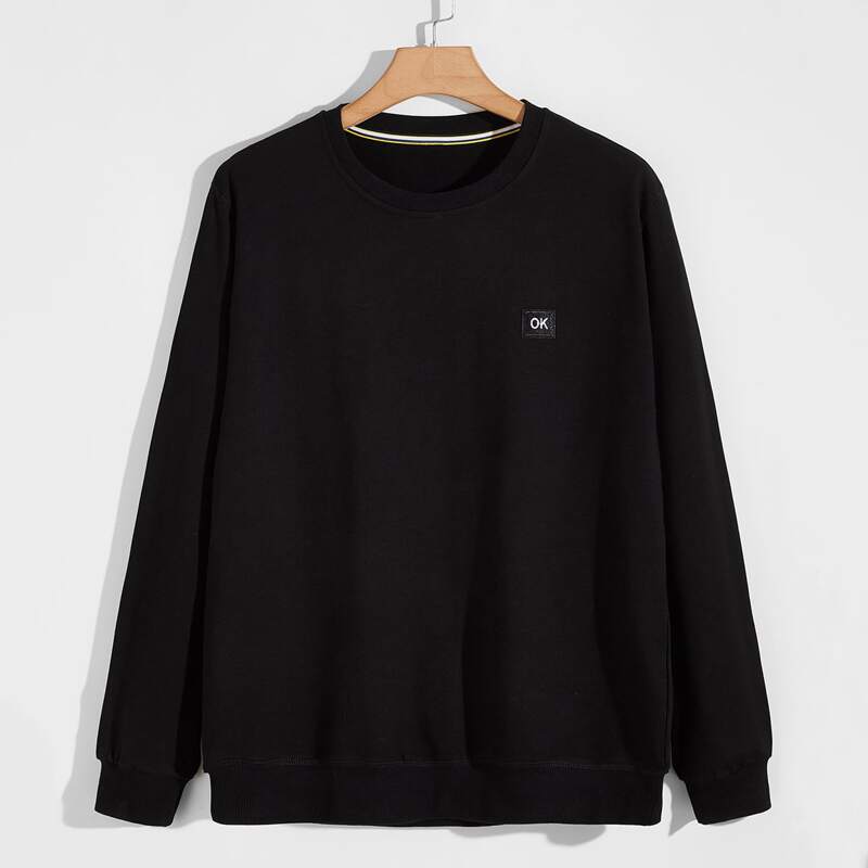 

Guys Letter Patched Sweatshirt, Black