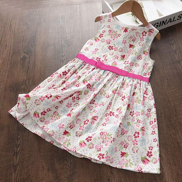 

Toddler Girls Floral Print Tape A-line Dress, Multicolor