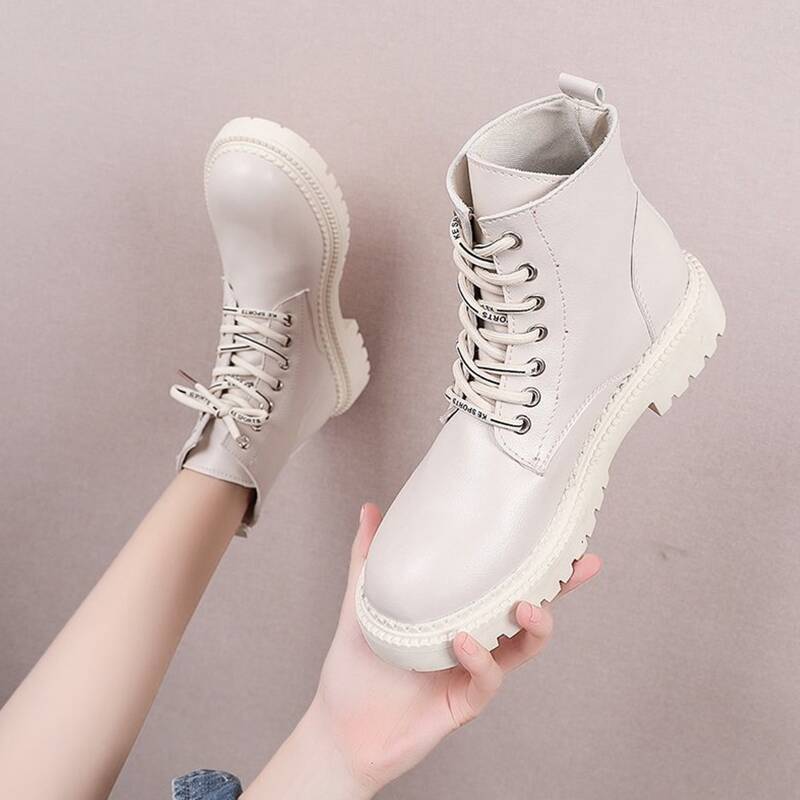 

Lace-up Front Combat Boots, Beige
