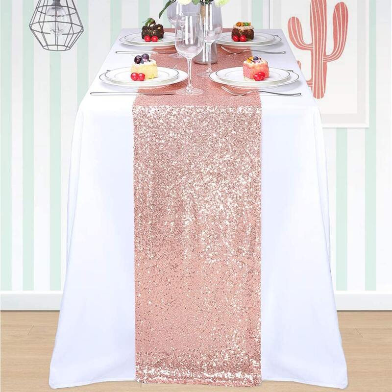 

1pc Party Glitter Table Runner, Rose gold