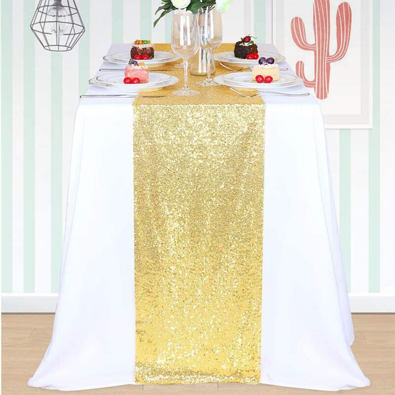 

1pc Party Glitter Table Runner, Gold