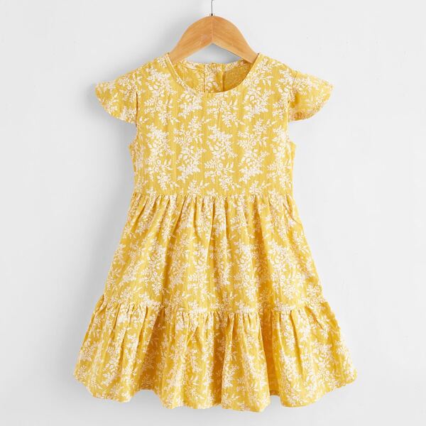 

Toddler Girls Allover Plants Print Dress, Yellow