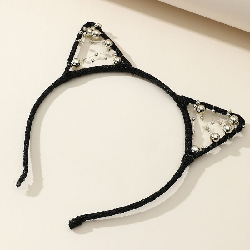 

1pc Ball Cat Ear Headband, Black