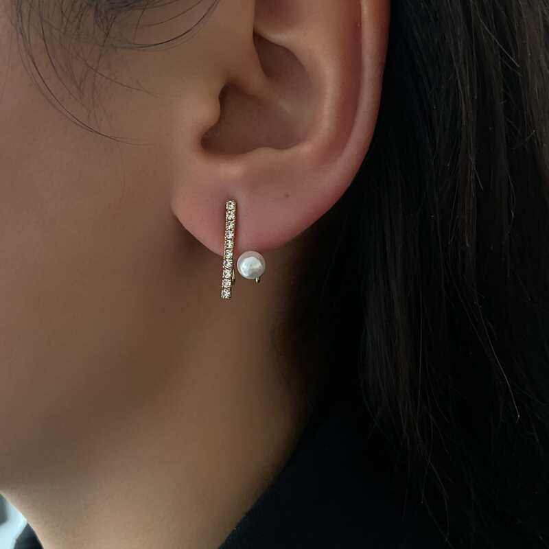 

Faux Pearl & Rhinestone Decor Earrings, Gold