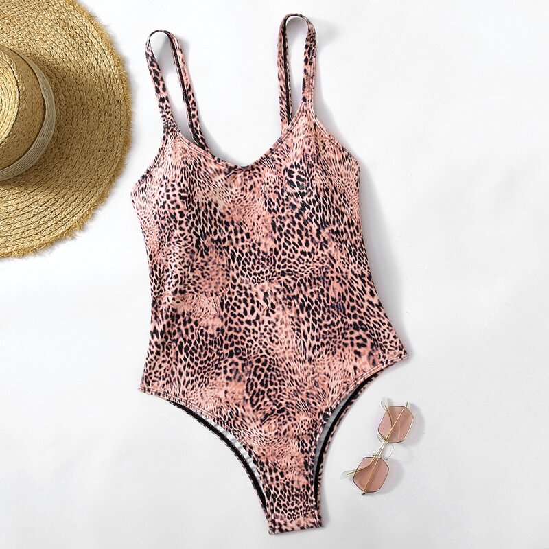 

Leopard Cami One Piece Swimsuit, Pink