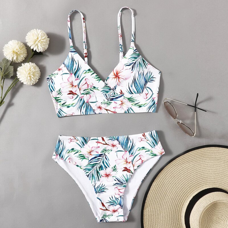

Floral High Waist Bikini Swimsuit, Multicolor