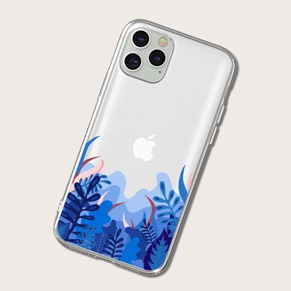 

Прозрачный чехол для iPhone с принтом листьев, Многоцветный
