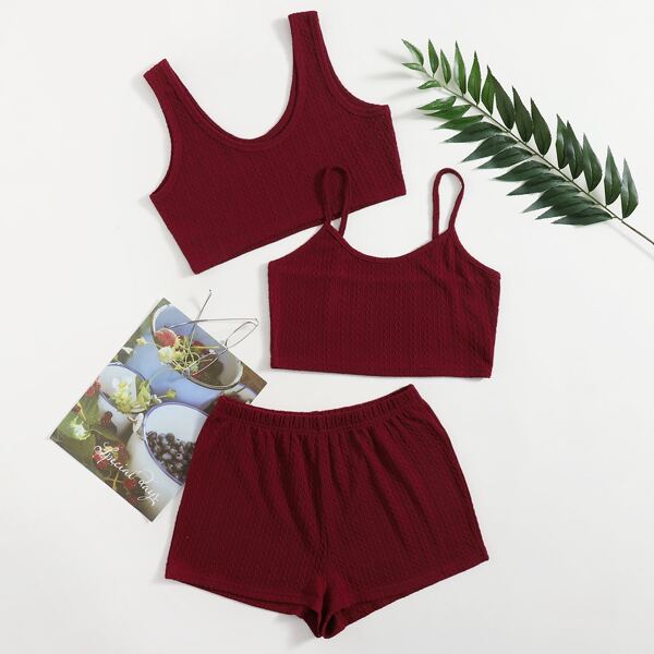

3pcs Solid Lounge Set, Burgundy