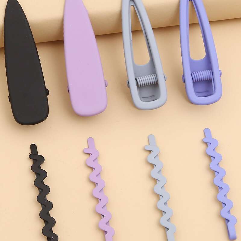 

8pcs Solid Hair Clip, Multicolor