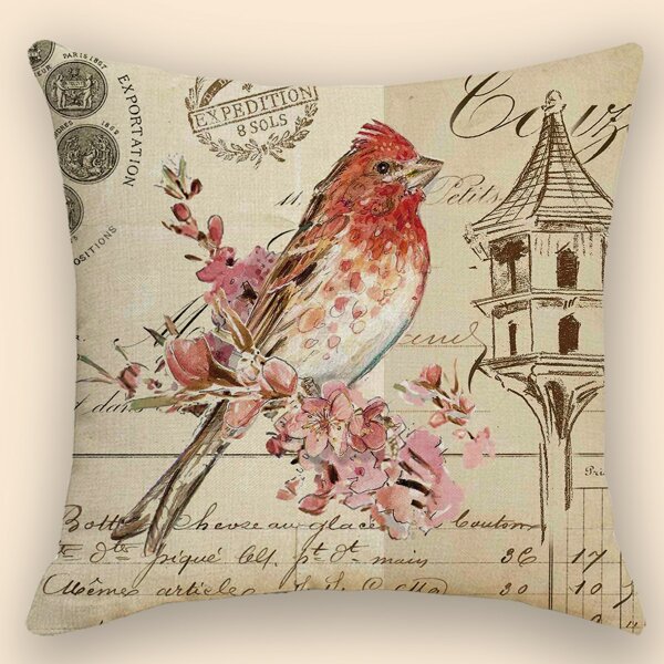 

Bird Print Cushion Cover Without Filler, Multicolor