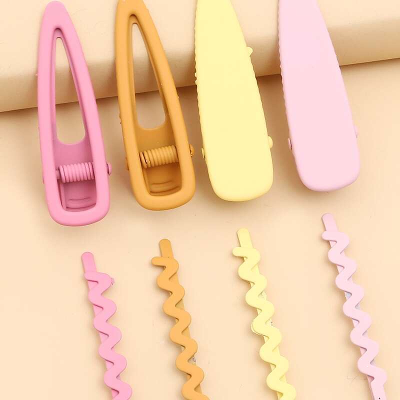 

8pcs Solid Hair Clip, Multicolor