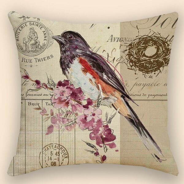 

Bird Print Cushion Cover Without Filler, Multicolor
