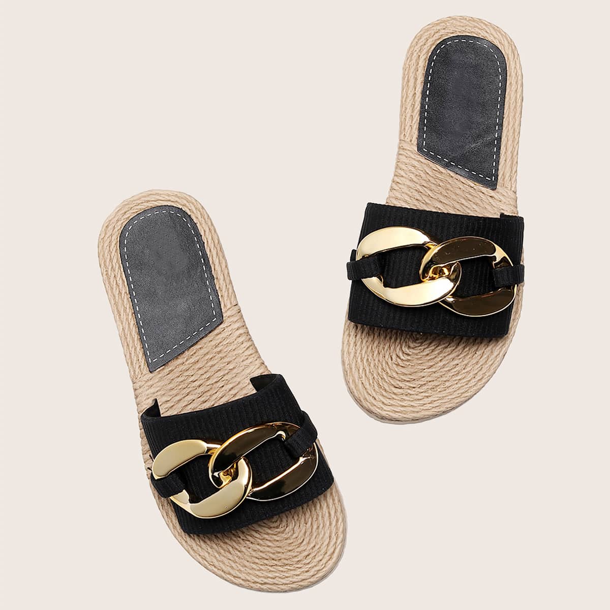 

Chain Decor Slides, Black