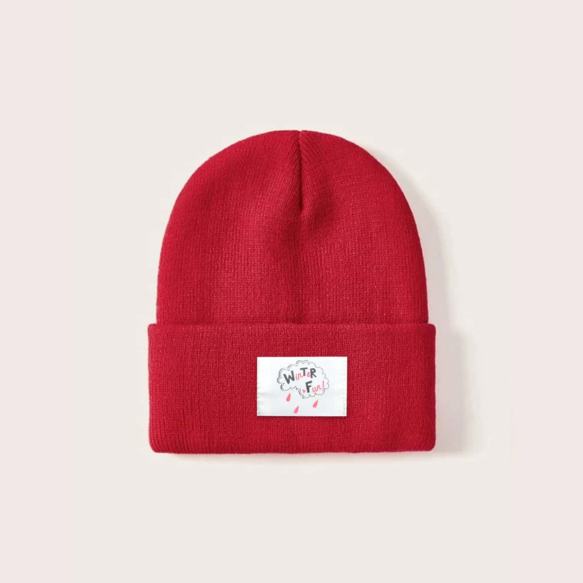 

Guys Letter Patch Beanie, Red