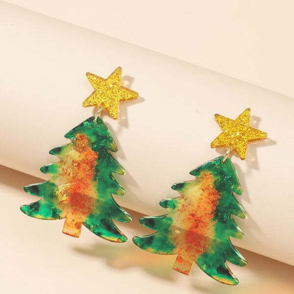

Christmas Tree Charm Drop Earrings, Green