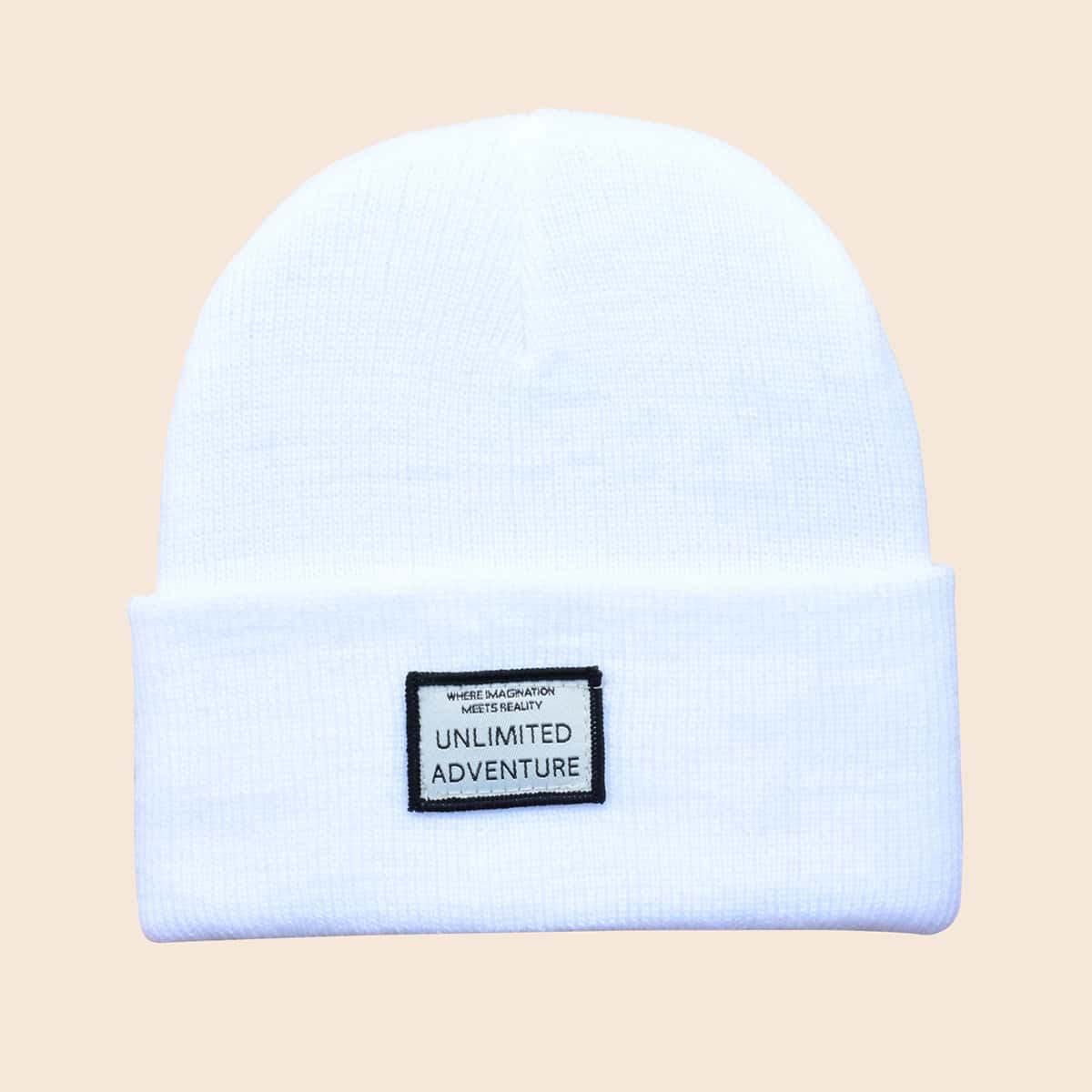 

Guys Letter Patch Beanie, White