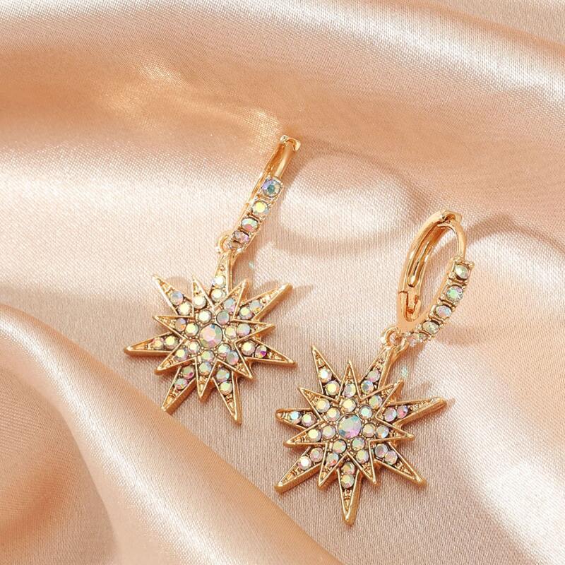 

Rhinestone Decor Star Charm Drop Earrings, Multicolor