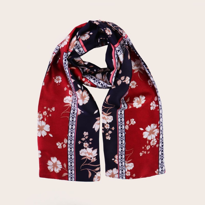 

Floral Pattern Twilly Scarf, Multicolor